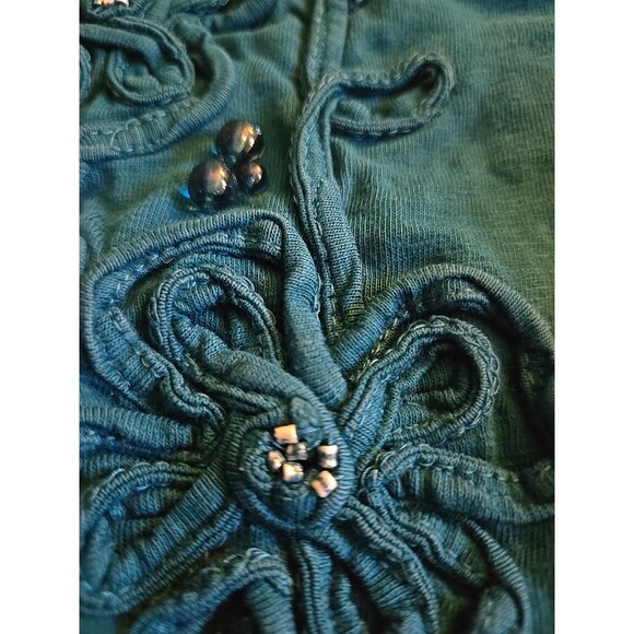 Liz & Me Women’s 5X 34-36 W Turquoise Short Sleeve Top Embroidered Beads Plus - Picture 7 of 8